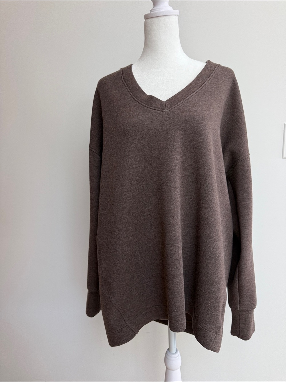 SPANX Relaxed V-Neck Sweater in Brown